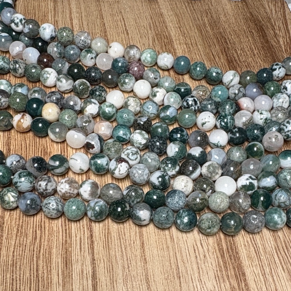 Tree Agate Bead Strand — 8mm - sold each